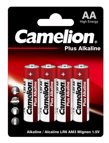 Элемент питания алкалиновый AA/LR6 1.5В Plus Alkaline LR6-BP4 уп.4шт Camelion 7370: фотография 1