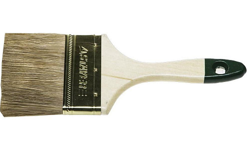 Кисть плоская LASUR-STANDART, смешанная щетина, деревянная ручка, 100мм, STAYER: фотография 1