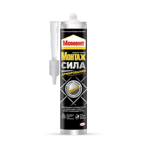 Жидкие гвозди на акриловой основе МОМЕНТ СИЛА АРМИРОВАНИЯ, светло-серый, 400гр : фотография 1