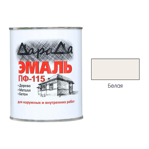 Эмаль ПФ-115 (ГОСТ 6465-76) «ДараДа», белая  0,8кг: фотография 1