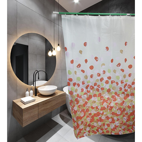 Занавеска-штора для ванн SANTREK HOME 180х180 PEVA 60617 с кольцами Лепесток П177: фотография 1