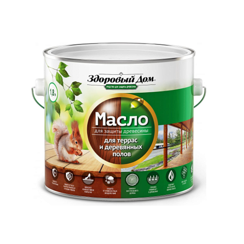 Масло для террас и деревянных полов "Здоровый Дом", Бесцветное 1,8л: фотография 1