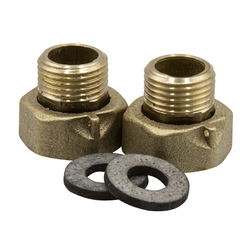 Присоединительный комплект водосчетчика ДУ15 (2 штуцера+2 гайки): фотография 1