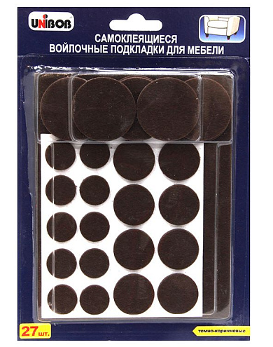 Самоклеящиеся войлочные подкладки для мебели темно-коричневый, UNIBOB: фотография 1