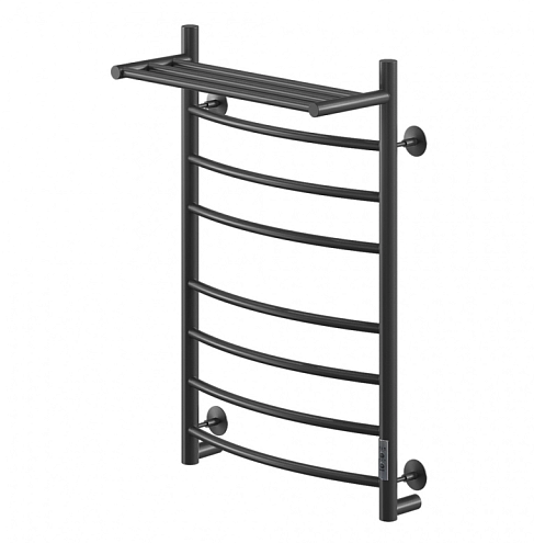 Полотенцесушитель Mixline Capella 80х50 таймер, 382 Вт, 7 перекладин + полка, дуга, электрический, черный: фотография 1