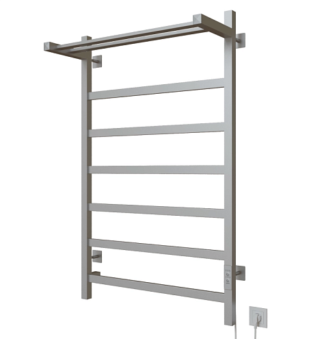 Полотенцесушитель Mixline Favorite  80х50 таймер,481 Вт, 6 перекладин + полка, электрический матовый хром: фотография 1