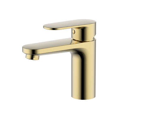 Смеситель для раковины 90 без донного клапана Aquatek Ника AQ1810BG, золото: фотография 1