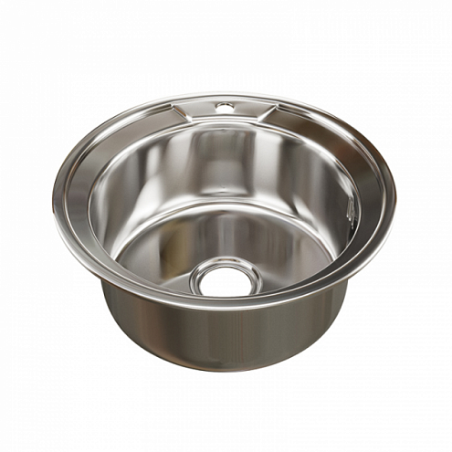 Мойка круг d 490 выпуск 3 1/2" MIXLINE глубина чаши 180 мм с сифоном без гофры: фотография 1