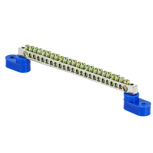 Шина нулевая N 6х9 24 отверст. цинк 2 син. угловых изолятора PROxima EKF sn1-63-24-2: фотография 1