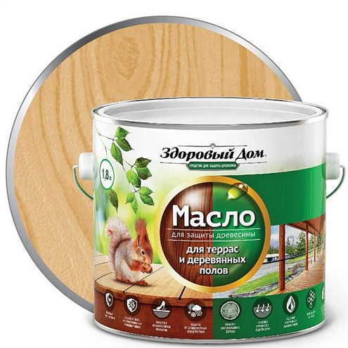 Масло для террас и деревянных полов "Здоровый Дом", Дуб 1,8л: фотография 1