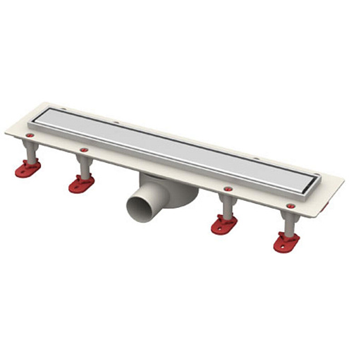 Трап линейный (щелевая) ТП-55.1C-600  с рамкой из нержавеющей стали, с горизонтальным выходом D50мм: фотография 1