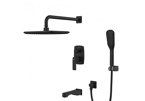 Смеситель Lemark "Урсус" LM7222BL для ванны и душа встраиваемый с дополнительной лейкой 1 режим черный: фотография 1