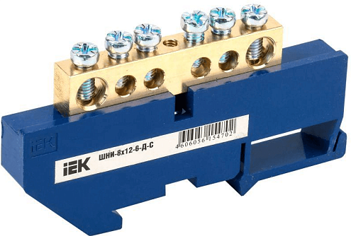 Шина нулевая на DIN-изол. ШНИ-8х12-6-Д-С IEK YNN10-812-6D-K07: фотография 1