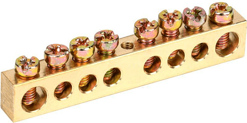 Шина PEN "земля-ноль" 8х12мм 8/1 (8групп/крепеж по центру) IEK YNN20-08-100: фотография 1