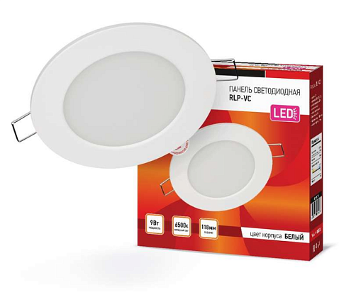 Светильник светодиодный RLP-VC 9Вт 230В 6500К 630лм 118мм IP40 панель круглая бел. IN HOME 4690612024523: фотография 1