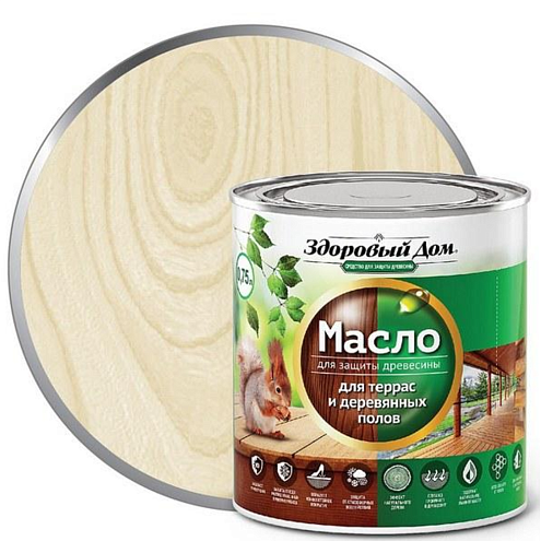 Масло для террас и деревянных полов "Здоровый Дом", Слоновая кость 0,75л : фотография 1