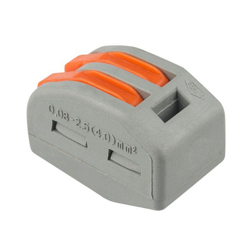 Клемма универсальная многоразовая 222-412 2-проводная 0,08-2,5(4)мм² уп.50шт Rexant 07-5252-4: фотография 1