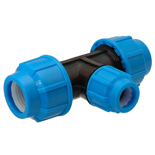 Тройник ПЭ переходной 32х20х32 обжимной ТПК-Аква: фотография 1