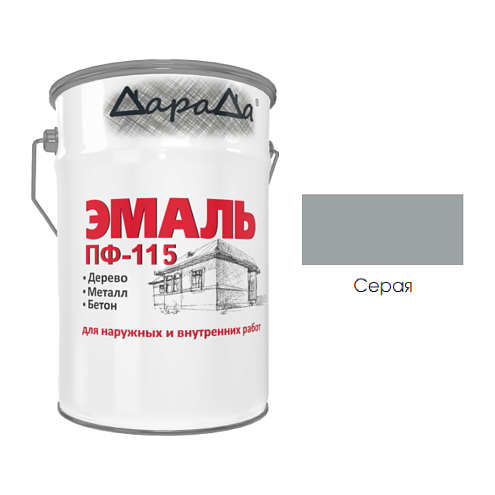 Эмаль ПФ-115 (ГОСТ 6465-76) «ДараДа», серая 25кг: фотография 1