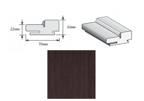 Коробка "Т" ЭКО Wenge Melinga МДФ 2070х70х32 (у,п) : фотография 1
