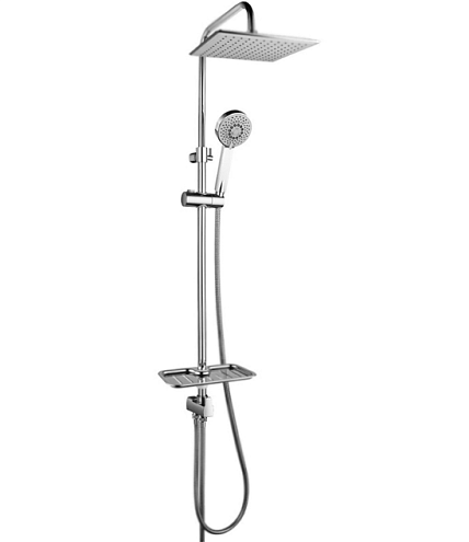 Душевой гарнитур LEMARK LM8803C с регулируемой высотой штанги и верхней душевой лейкой "Тропический дождь": фотография 1