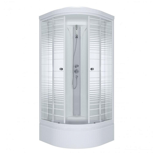 Душевая кабина "Стандарт В3" - ДН4, Аква Полосы 90х90 полукруг, средний поддон, сифон E410CL: фотография 1