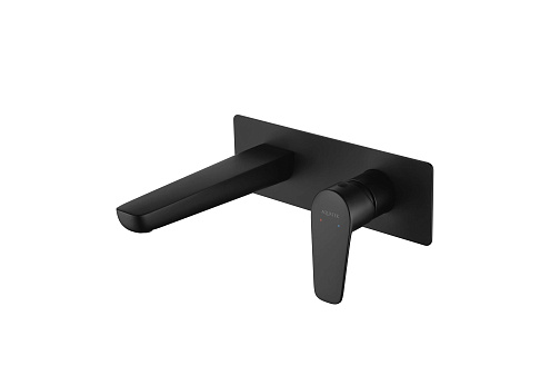 Смеситель для раковины настенный (внешняя и скрытая часть) Aquatek матовый черный AQ1113MB Бетта: фотография 1