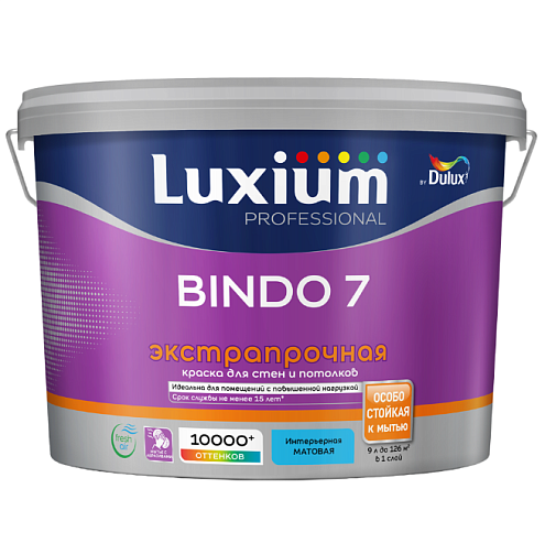 Краска Luxium Professional интерьерная Bindo 7 матовая  BW 9л: фотография 1