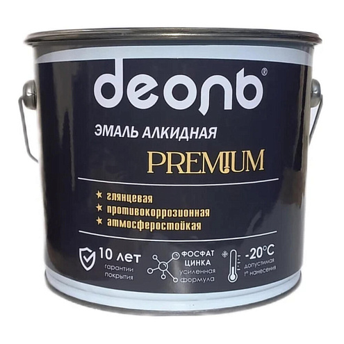 Антикоррозионная глянцевая эмаль PREMIUM ДЕОЛЬ  белая RAL 9016 2,7л: фотография 1