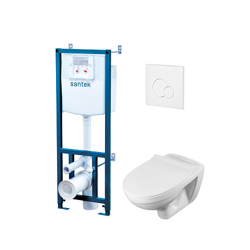 Комплект инсталляция Santek Пэк "Бореаль" 1WH302464  с подвесным унитазом, с сиденьем микролифт и белой клавишей смыва: фотография 1