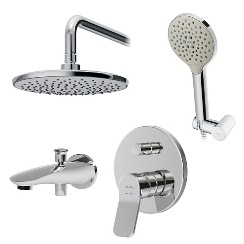 FB85A10020 X-Joy, набор: см-ль д/в/душа, верхний душ 220 мм, держатель д/верхн.душа, душ.набор (ручн: фотография 1