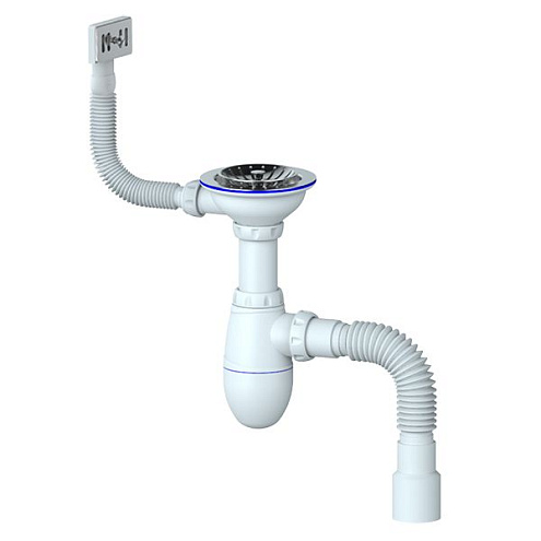 Сифон 3 1/2"х40 с прямоугольным переливом, с гофрой 40х40х50 Unicorn B425: фотография 1