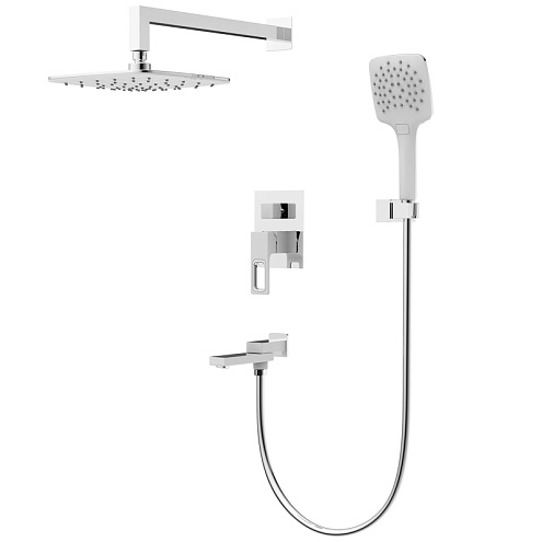 Душевая система 35к G7117-8 GAPPO встраиваемая, лейка "Тропический душ" белый-хром: фотография 1