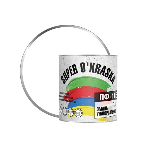 Эмаль  ПФ-115 super okraska Белый матовый  0,9кг: фотография 1