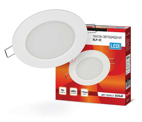 Светильник светодиодный RLP-VC 9Вт 230В 4000К 630лм 118мм IP40 панель круглая бел. IN HOME 4690612023359: фотография 1