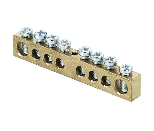 Шина PEN "ноль-земля" 6х9 8 отвер. латунь крепеж по центру PROxima EKF sn0-63-08: фотография 1