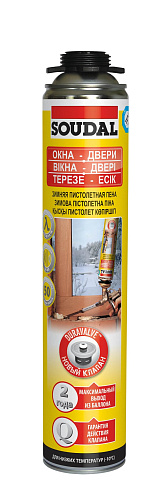 Пена монтажная SOUDAL Yellow 750мл профессиональная, зима: фотография 1