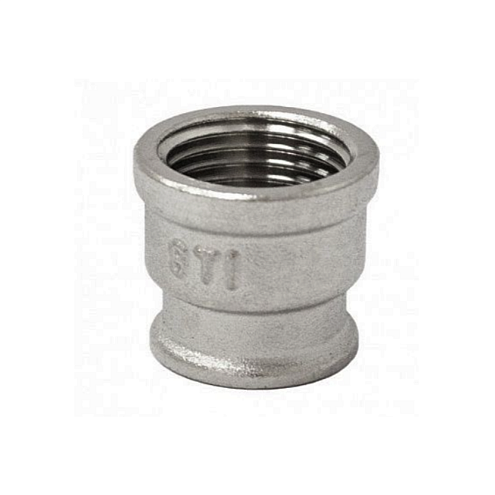 Муфта латунная переходная 1/2"x 3/8" никелированная STI: фотография 1