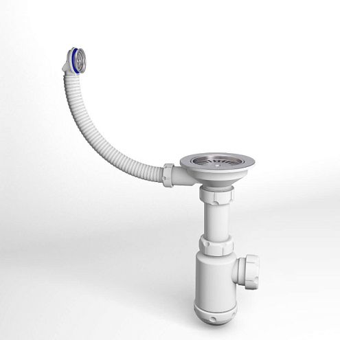 Сифон одинарный комбинированный 3 1/2" c круглым переливом, винт Санпласт Grand: фотография 1