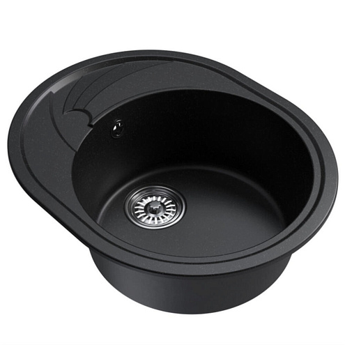 Мойка ML-GM17 овальная с крылом, ультра-черная (344), 580х470х180 мм : фотография 1