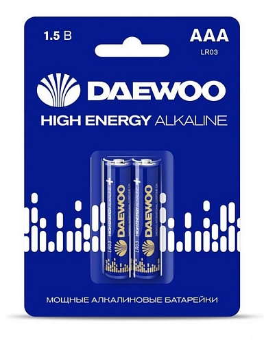 Элемент питания алкалиновый AAA/LR03 1.5В High Energy Alkaline 2021 BL-2 (уп.2шт) DAEWOO 5030350: фотография 1