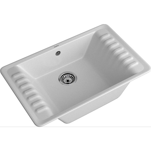 Мойка GRANFEST QUARZ 71 1 чаша+крыло 760х480 мм серый без сифона: фотография 1