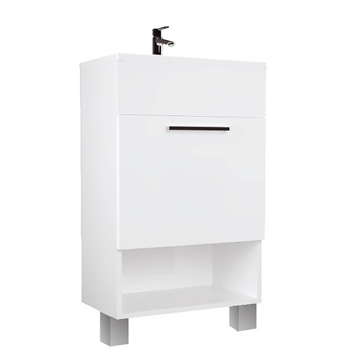 Тумба с раковиной July 50Н 1 дверь Белый глянец: фотография 1