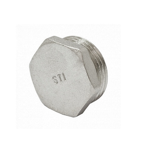 Заглушка латунная 3/4" НР никелированная STI: фотография 1