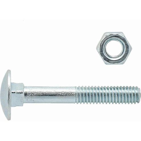 Болт мебельный DIN603 оцинкованный  6х90мм с гайкой, 4шт: фотография 1