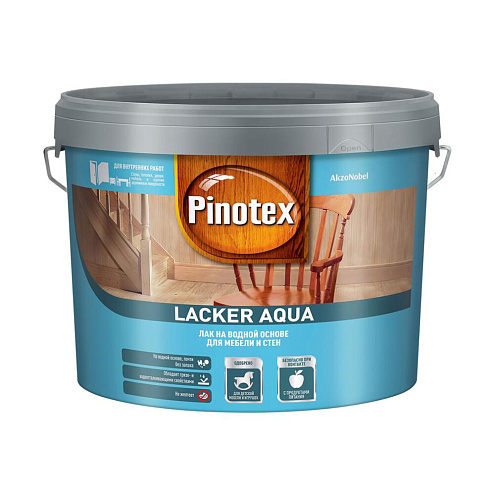 Лак акриловый Pinotex Lacker Aqua 70 для детской мебели и дерева, глянцевый, 9л : фотография 1