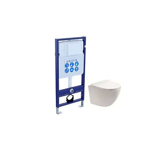 Комплект Set Aquatek ЕВРОПА унитаз AQ1900-00+тонкое сиденье soft-close+инсталляция Standart 50 INS-0000012: фотография 1