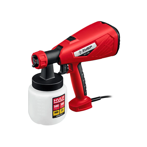 Краскопульт 500Вт, HVLP, 0,8л, краскоперенос 0-800мл/мин, вязкость 100 DIN/сек, сопло 2,6мм, ЗУБР: фотография 1