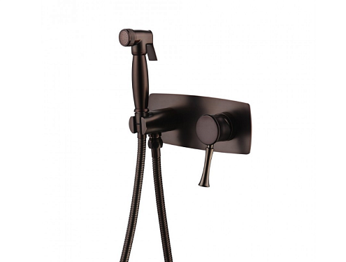 Смеситель Lemark "Перетто" LM6319RB с гигиеническим душем встраиваемый черный кофе: фотография 1