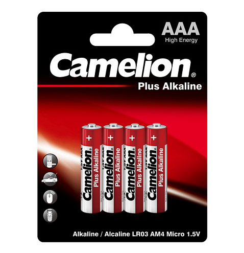 Элемент питания алкалиновый AAA/LR03 1.5В Plus Alkaline LR03-BP4 BL-4 уп.4шт Camelion 7369: фотография 1